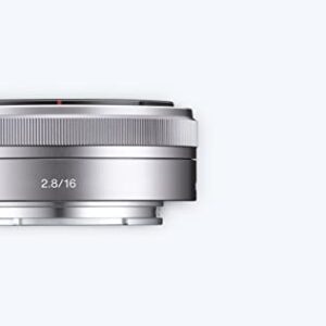 Sony E 16 mm F2.8 (SEL16F28) Wide Angle Lens (Silver)|Ultra-Slim & Lightweight | Ideal for Shooting Stills