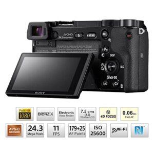 Sony Alpha ILCE 6000Y 24.3 MP Mirrorless Digital SLR Camera with 16-50 mm and 55-210 mm Zoom Lenses (APS-C Sensor, Fast Auto Focus, Eye AF) – Black